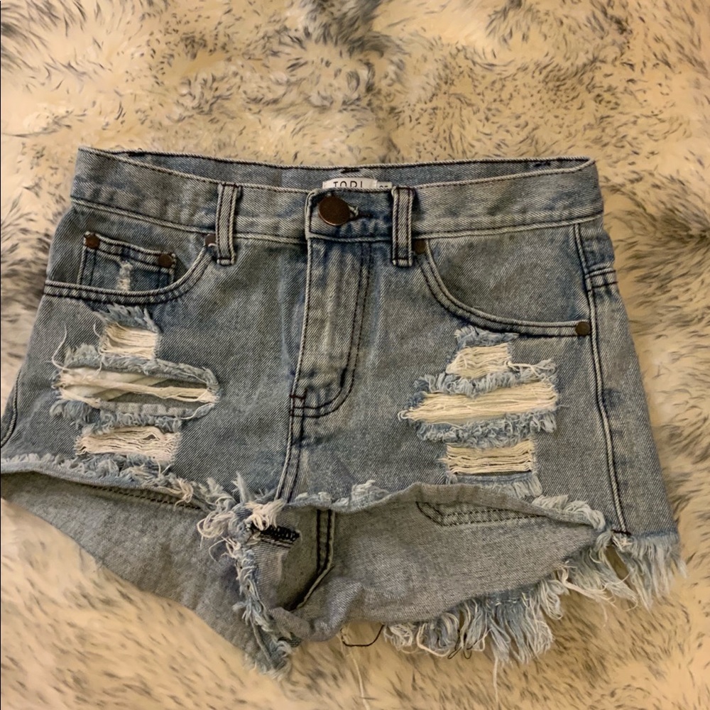 Distressed Denim Shorts